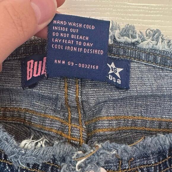 Bubblegum USA Y2K Wide Leg Flare Low Rise Frayed Jeans Size 7/8 Embroidered - Picture 6 of 10